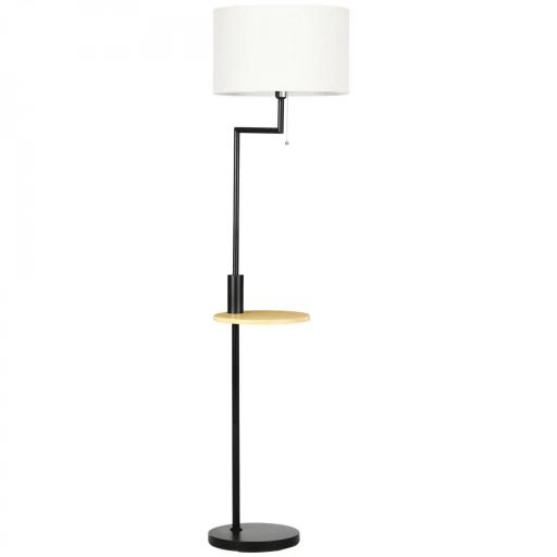 Lámpara de Pie con Mesita Auxiliar y Pantalla de Lino Interruptor de Cadena y Cargador USB Ø40x170 cm Natural [8]