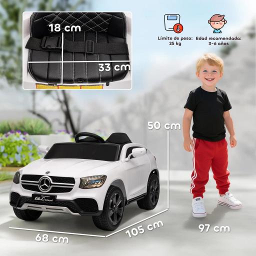 Coche Eléctrico para Niños Mercedes-Benz GLC Coupé 12V Mando a Distancia 2,4 G Motor Doble MP3 Blanco [1]