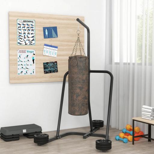 Soporte para Sacos de Boxeo con Marco de Acero Carga de 60 kg para Entrenamiento en Gimnasio Hogar Negro