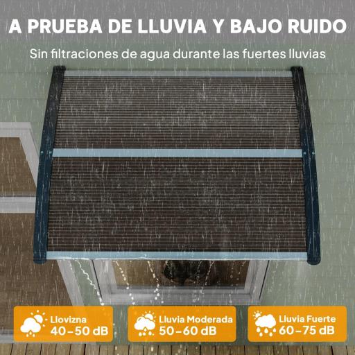 Marquesina Exterior para Puerta y Ventana 75x100 cm contra Sol y Lluvia con Soporte de Aleación de Aluminio Marrón [7]