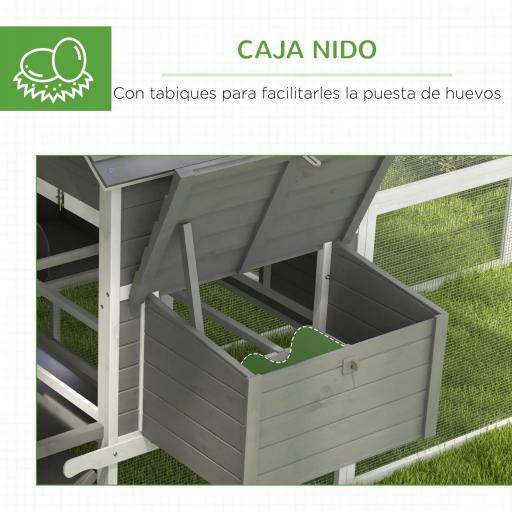 Gallinero de Madera 310,5x149,5x149cm Jaula para 4-6 Gallinas con 2 Ventanas Puertas Nido Bandeja Extraíble y Rampa Gris [5]