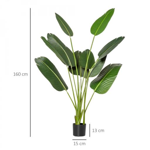 Planta Artificial Bananera de 160 cm con Maceta y 10 Hojas Realistas Planta Tropical Sintética para Decoración en Interior y Exterior Oficina Hogar Verde [5]