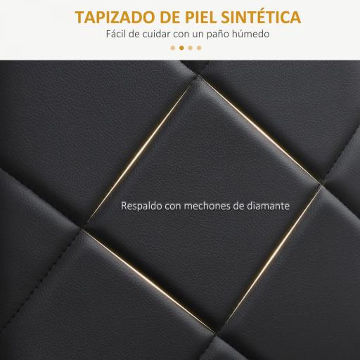 Set de 4 Sillas de Comedor Tapizadas de Piel Sintética con Respaldo Alto y Patas de Metal 41x50x97 cm Negro [3]