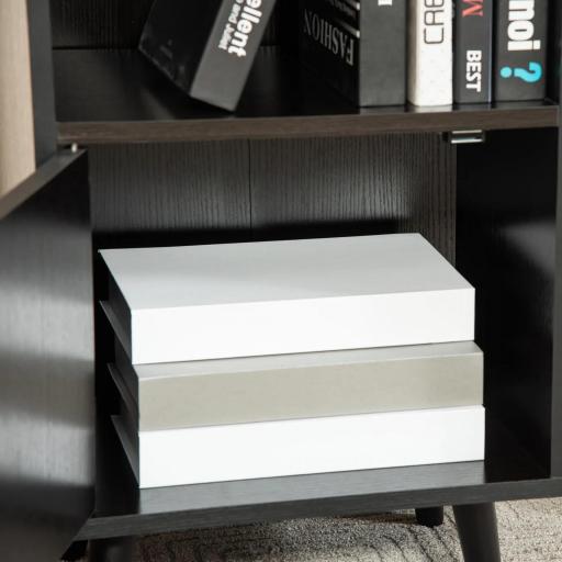 Estantería para Libros con 3 Estantes Abiertos y Cajón Librería Moderno para Almacenamiento Juguetes 40x30x129,5cm Negro [6]