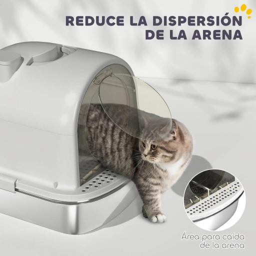 Arenero para Gatos de Acero Inoxidable con Cubierto Bolsa Desodorizante Pala Fácil de Limpiar 52,4x41,3x39,9 cm Gris [4]
