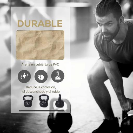 Pesa Rusa de 8 kg Kettlebell Relleno de Arena con Mango Ancho Antideslizante para Entrenamiento 22x17x24 cm Negro [8]