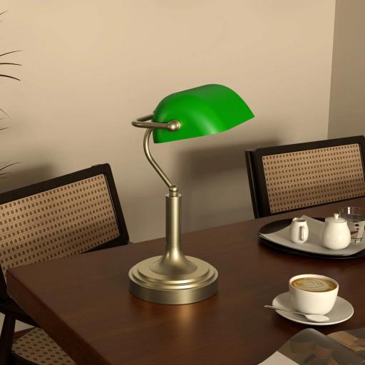 Lámpara de Escritorio Banquero E27 con Pantalla Ajustable Interruptor Basculante para Hogar Oficina Biblioteca Verde [2]