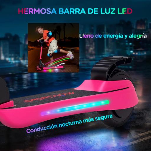 Patinete Eléctrico Plegable de +6 Años Motor 120 W Autonomía 6 KM MAX 10 KM/H Ruedas de 5" - 5,5" Altura Ajustable Rosa [5]
