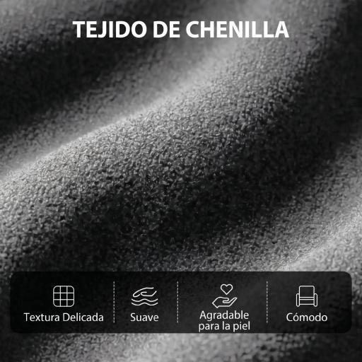 Sillón de Masaje Reclinable con Reposapiés 2 Zonas de Masaje Respaldo Alto Bolsillos Tapizado en Chenilla Gris [5]
