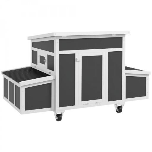 Gallinero para Exterior 147x93,5x89,5cm con Ventana Nido Bandeja Extraíble y Perchas Jaula para 1-6 Gallinas Gris Oscuro [7]