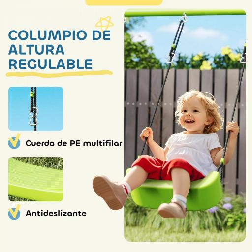 Columpio Infantil 3 en 1 con Tienda Anillas y Altura Ajustable para Niños de 3-8 Años Estructura Metálica 283x180x182 cm [2]