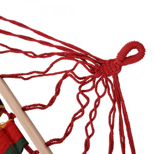 Hamaca de Jardín 200x100 cm con Travesaños de Madera Carga 120 kg Hamaca para Patio Terraza Balcón Multicolor [9]