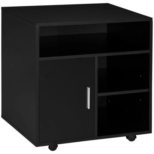Mueble con Ruedas Armario de Oficina Multifuncional con Estantes con Amplio Espacio de Almacenaje 60x50x65,5 cm Negro [8]