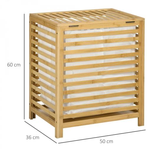 Cesta para la Colada de Bambú Capacidad de 55L Cesto para Ropa Sucia con 2 Asas y Bolsa Extraíble 50x36x60 cm Natural [1]