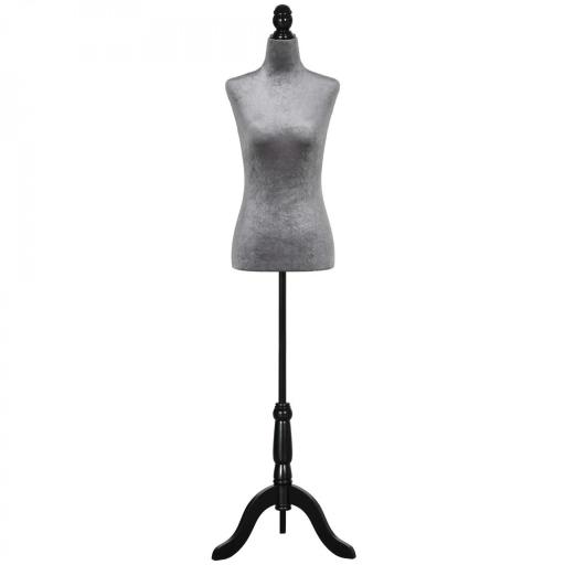 Maniquí de Costura Ajustable a 130-168 cm con Trípode de Madera para Fotografía de Moda Exposición de Prendas Gris [3]