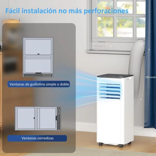 Aire Acondicionado Portátil 9000 BTU 4 en 1 Enfriamiento Deshumidificador Ventilador Temporizador para 28 m² Blanco [4]