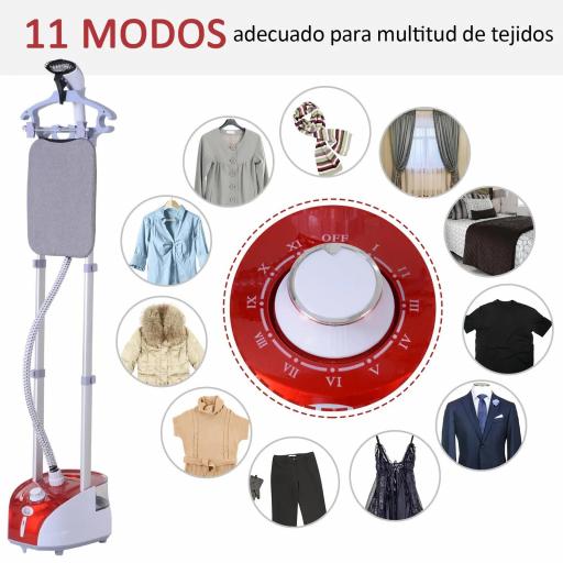 Plancha Vertical Vapor 1950W, Depósito de 2 L, 32g/min, Plancha de Vapor Vertical con Barra Telescópica, Listo en 38s,Colgador de Ropa, Centro de Planchado para Hogar Oficina, Rojo [3]