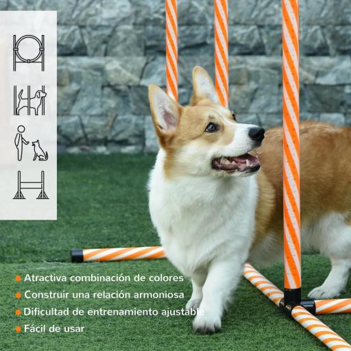 Set Agility para Entrenamiento de Perros con Slalom Obstáculos Ajustables Silbato y Bolsa de Transporte [7]
