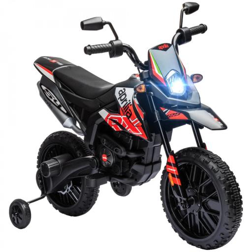  Moto Eléctrica para Niños 12V con Licencia Aprilia con Ruedas Auxiliares Desmontables 6 km/h Suspensión Trasera Rojo [8]