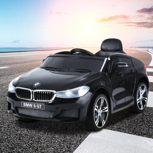 Coche Eléctrico BMW 6GT para Niños +3 Años Automóvil Infantil de Batería 6V con Control Remoto Luces y Sonidos MP3 USB Carga 30 kg 106x64x51 cm Negro