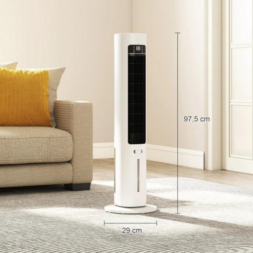 Climatizador Evaporativo 3 en 1 con Depósito de 3 L Oscilación 48° 3 Velocidades 3 Modos Temporizador 12h Blanco [1]