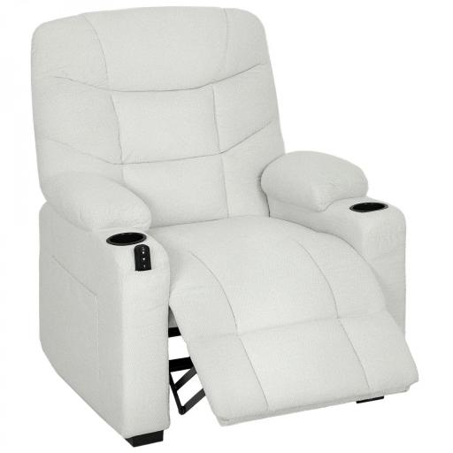 Sillón Relax Reclinable Eléctrico Silencioso con Función Memoria Reposapiés Mando a Distancia Bolsillos Laterales Crema [9]