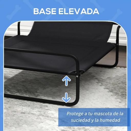 Cama Elevada para Perros Refrescante y Transpirable 106x81x33 cm Malla de Textilene Reposacabezas Inclinado Negro [2]
