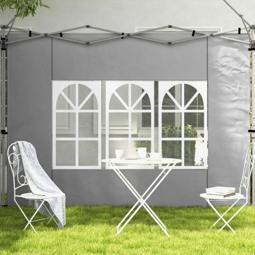Paredes Laterales para Carpa de 3 x 3 / 3 x 4 m 2 Paneles de Tela Oxford de 295x195 cm con Ventana para Fiestas Gris [6]