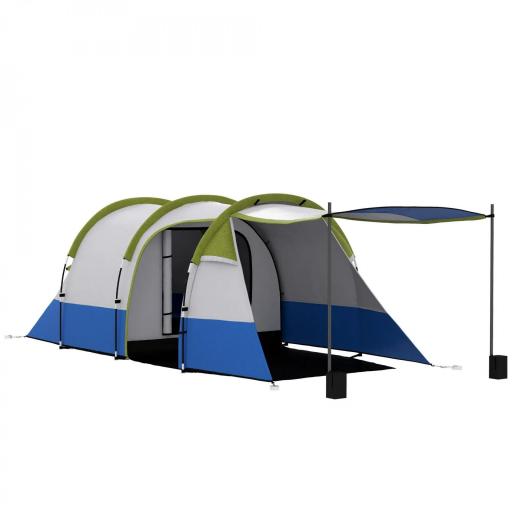 Tienda de Campaña Plegable para 3 Personas 2 Habitaciones Bolsa de Transporte 420x200x150 cm Azul Oscuro y Verde [8]