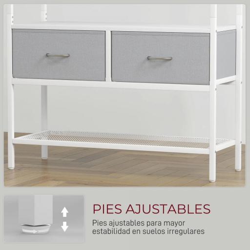 Perchero Zapatero con Zapatero Ganchos Cajones Barra y Eatante para Entrada Pasillo Salón 80x30x180,5 cm Blanco [5]