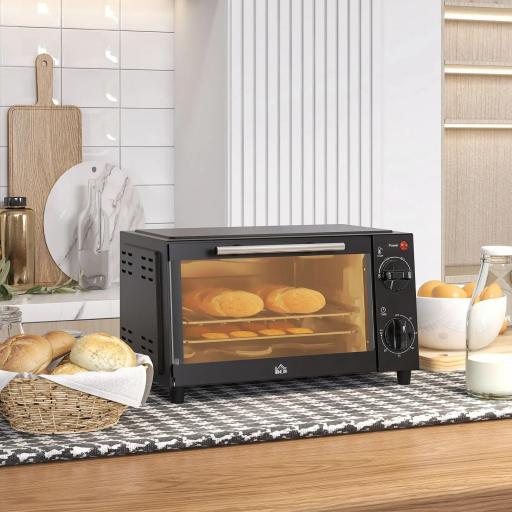 Mini Horno Eléctrico 9L Horno Eléctrico Sobremesa 750W con Temperatura Ajustable Temporizador 35x24,6x20 cm Negro