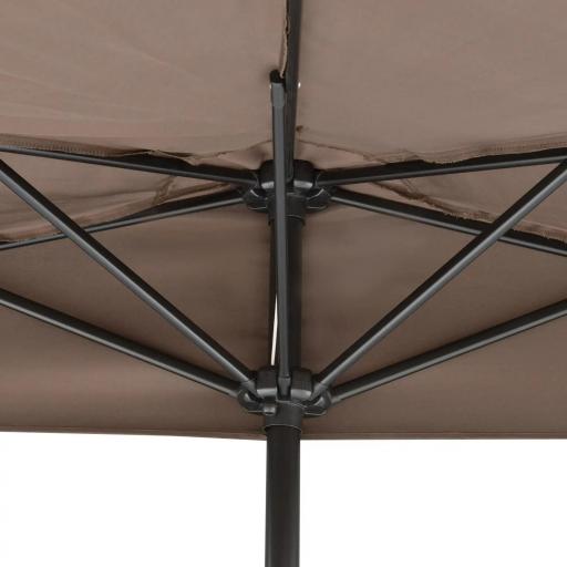 Sombrilla 269x138x236 cm Parasol de Jardín con Manivela y Forma Semicircular Tela Poliéster 180 g/m² para Exterior Terraza Patio Piscina Café [7]