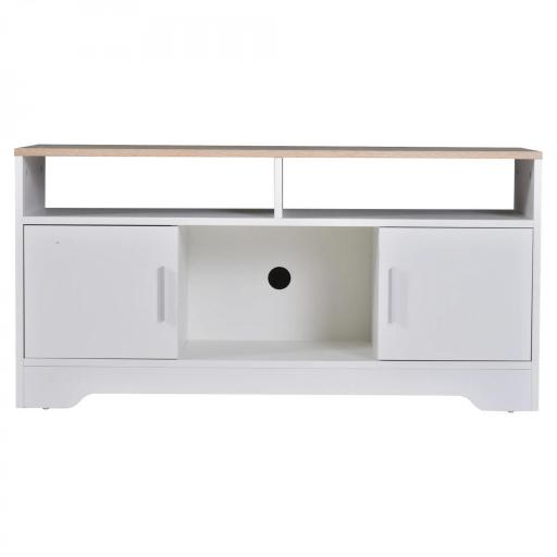 Mueble para Televisor Mesa para TV de Salón con Gran Espacio de Almacenaje con Estantes Abiertos 105x40x52 cm Blanco [3]
