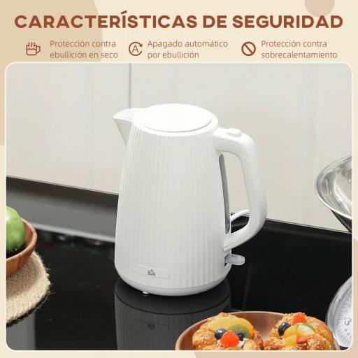 Hervidor Eléctrico 1,7L 2200W con Filtro Antical Desmontable Apagado Automático Base Giratoria 360° Crema [7]