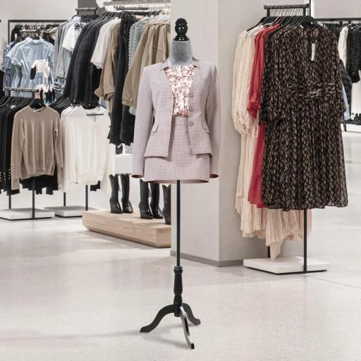 Maniquí de Costura Ajustable a 130-168 cm con Trípode de Madera para Fotografía de Moda Exposición de Prendas Gris [4]
