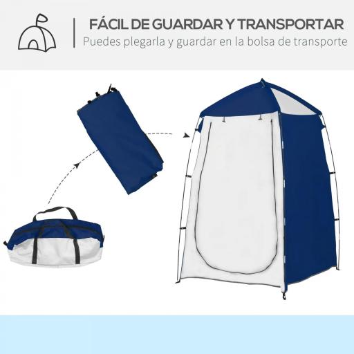 Tienda de Ducha Camping Portátil UV25 Tienda Instantánea con Ventana Bolsillo y Bolsa de Transporte 123x121x198 cm Azul [2]