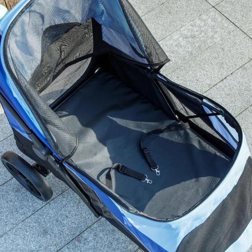Cochecito Plegable para Mascotas con Ventanas de Malla Cojín Acolchado para Perros de hasta 30 kg 124x67x100 cm Azul [7]