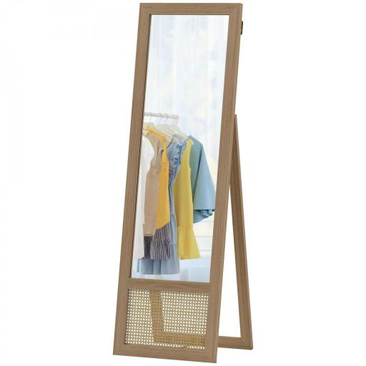 Espejo de Cuerpo Entero 160x50 cm con Marco de Madera y Soporte para Salón Dormitorio Natural [9]