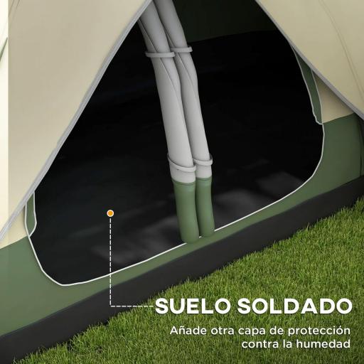 Tienda de Campaña Plegable con 2 Habitaciones y Bolsa de Transporte Impermeable 450x215x180 cm Verde Oliva y Marrón [5]