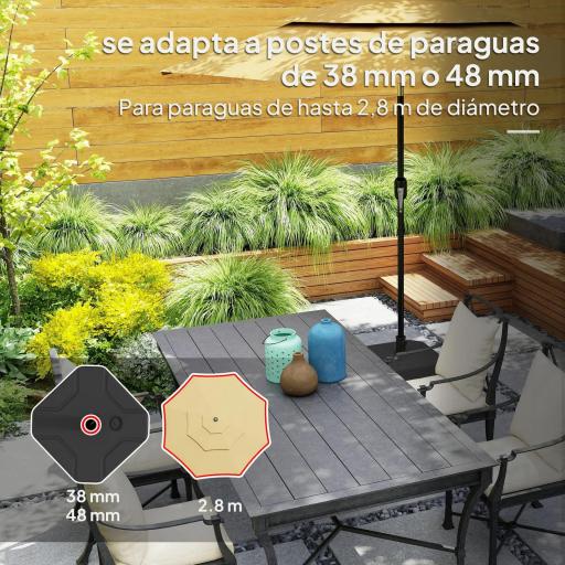 Base para Sombrilla Cuadrada Soporte de Parasol de Postes Ø38 mm Ø48 mm Rellenable de Arena 25 kg o Agua 20 kg Negro [5]