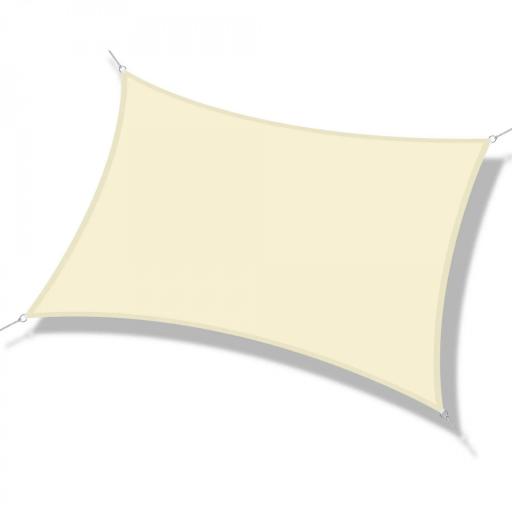 Toldo Vela Rectangular 6x4 m Vela de Sombra para Jardín Patio Terraza Poliéster Anti UV Color Beige [7]