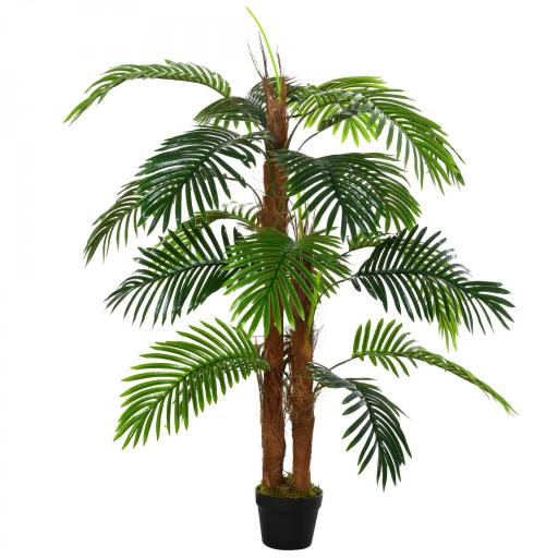 Planta Artificial Palmera Altura 120 cm Árbol Artificial con 3 Troncos y 19 Hojas para Decoración Hogar Oficina Ø16x120 cm Verde [8]