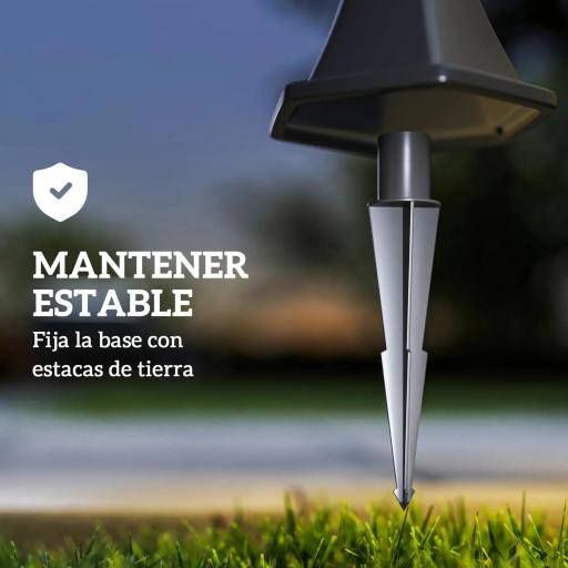  2 Farolas Solares de Jardín con Luz LED Blanca 6000K IP44 Set de 2 Farolas de Exterior 18,5x18,5x129 cm Negro [1]