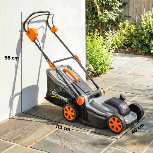 Cortacésped a Batería Inalámbrico 18V con 2 Baterías de 4Ah Ancho de Corte de 34 cm y Función de Mulching Motor 700 W [1]