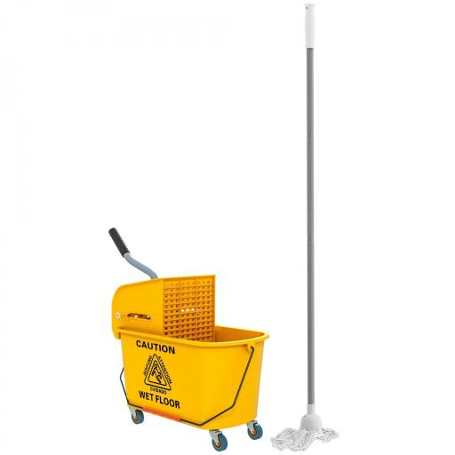 Cubo de Fregar con Escurridor Panel Separador y Ruedas Capacidad 20L para Limpieza Doméstica 45x26,5x70 cm Amarillo [9]