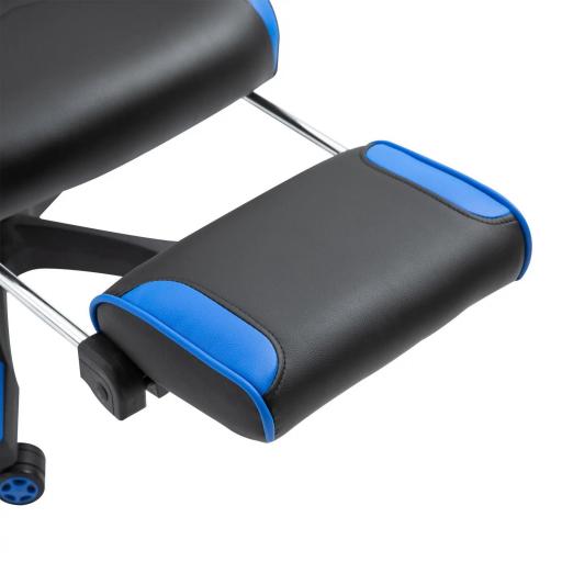 Silla Gaming Ergonómica Silla de Escritorio para Oficina con Altura Ajustable Respaldo Regulable de 170° Almohada Lumbar y Reposapiés Retráctil 65x70x117-125 cm Azul [7]