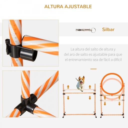 Set Agility para Entrenamiento de Perros con Slalom Obstáculos Ajustables Silbato y Bolsa de Transporte [4]