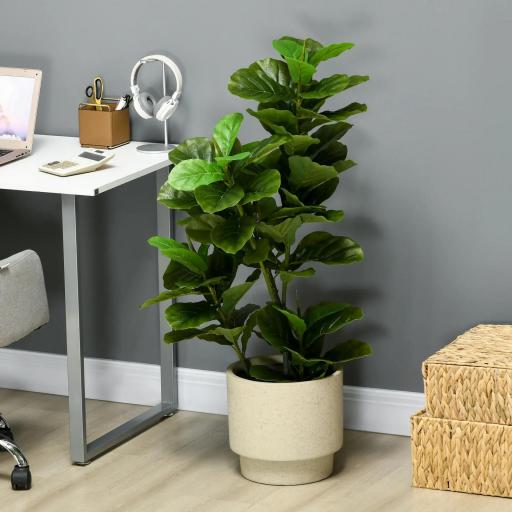 Conjunto de 2 Plantas Artificiales Decorativas 110x15 cm Árboles Artificiales de Ficus con 90 Hojas y Macetas Verde [8]