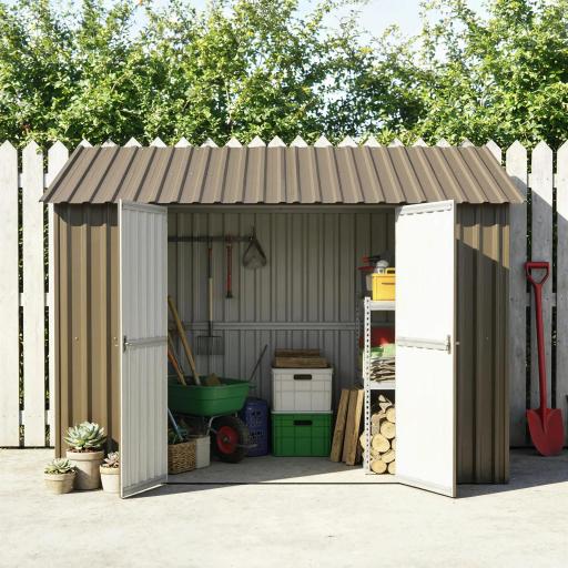 Juego de 12 Paneles para Tejado de Acero Galvanizado 7m² para Caseta de Herramientas Cobertizo 129x45cm Marrón [5]