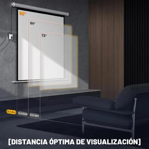 Pantalla de Proyector Eléctrica 92 Pulgadas Pantalla de Proyección con Control Remoto Formato 1:1 HD 4K Blanco [4]
